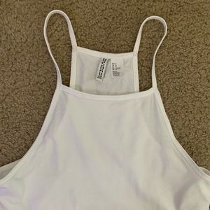 DIVIDED Plain White Halter Crop Top